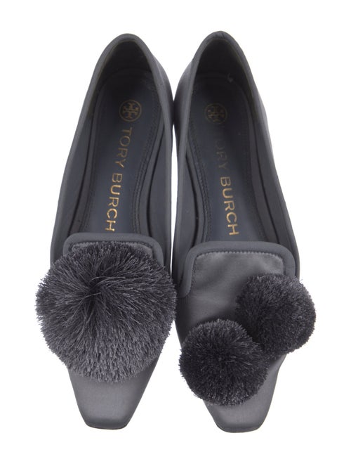 Tory Burch Satin Pom-Pom Embellishments Flats