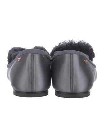 Tory Burch Satin Pom-Pom Embellishments Flats