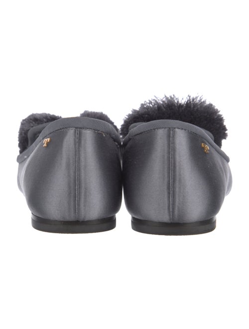 Tory Burch Satin Pom-Pom Embellishments Flats