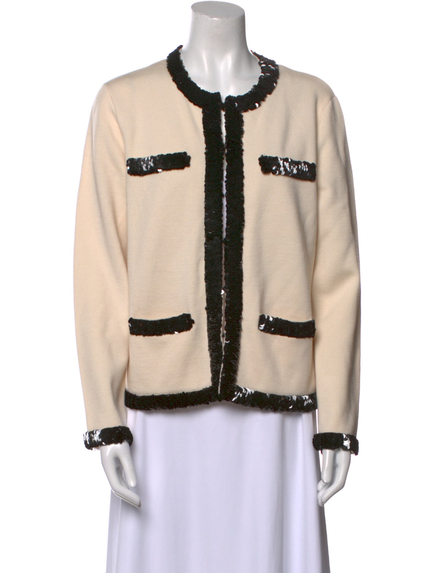 Tory Burch Merino Wool Colorblock Pattern Sweater