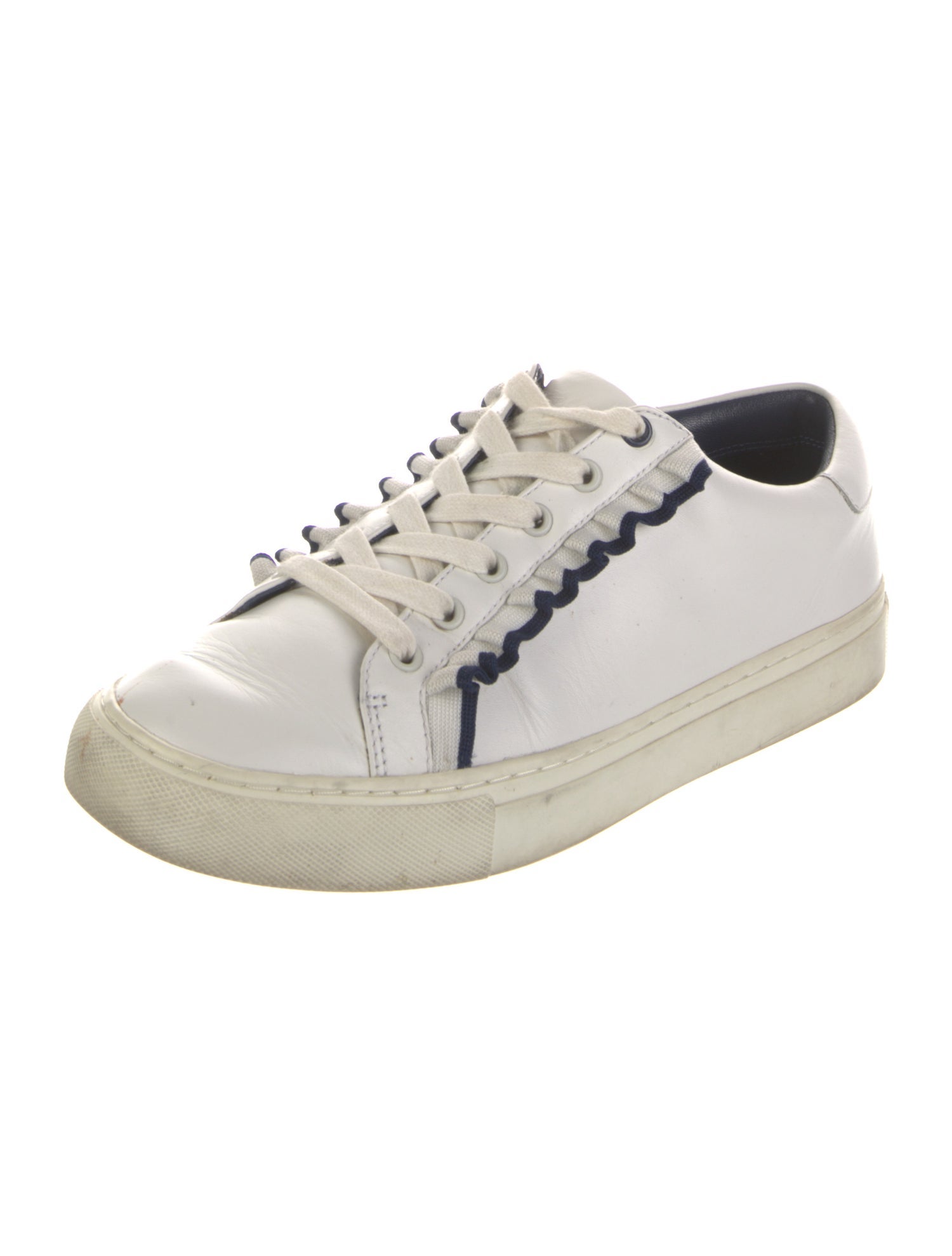 Tory Burch Leather Ruffle Embellishment Sneakers