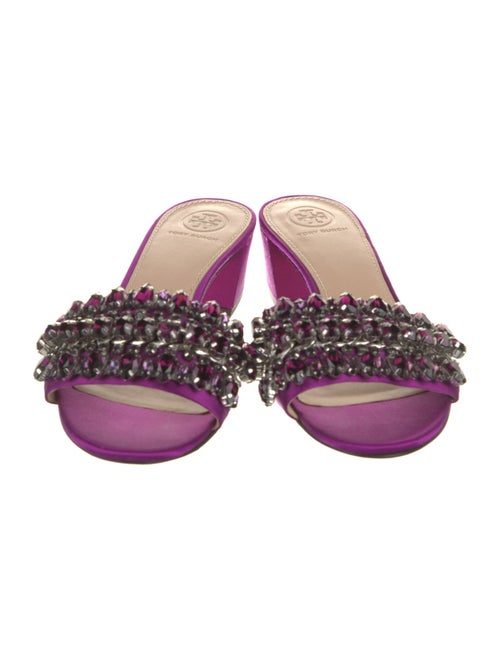 Tory Burch Satin Crystal Embellishments Slides