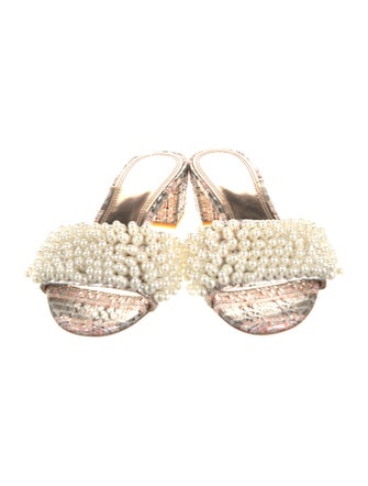 Tory Burch Animal Print Beaded Accents Slides