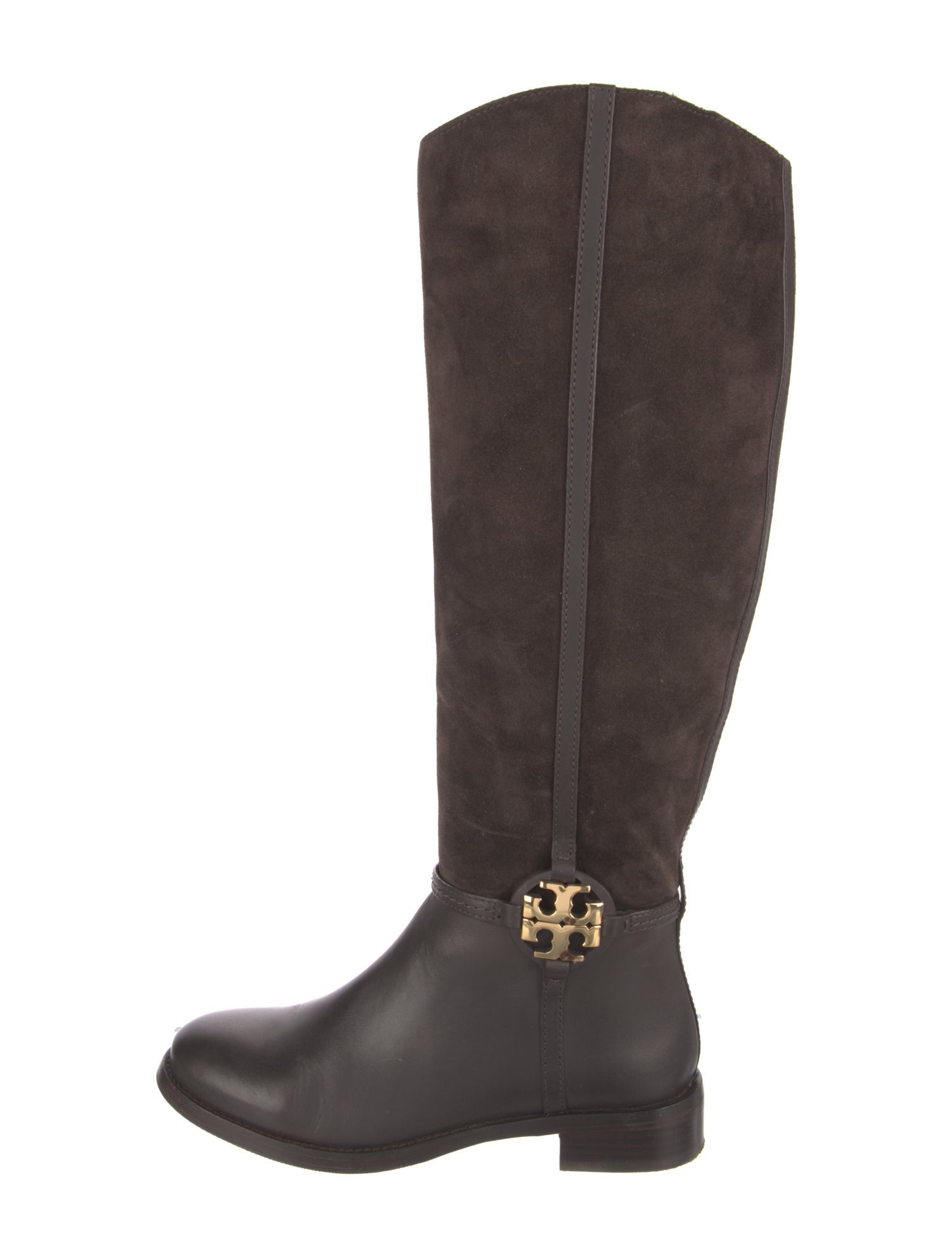 Tory Burch Suede Leather Trim Embellishment Riding Boots