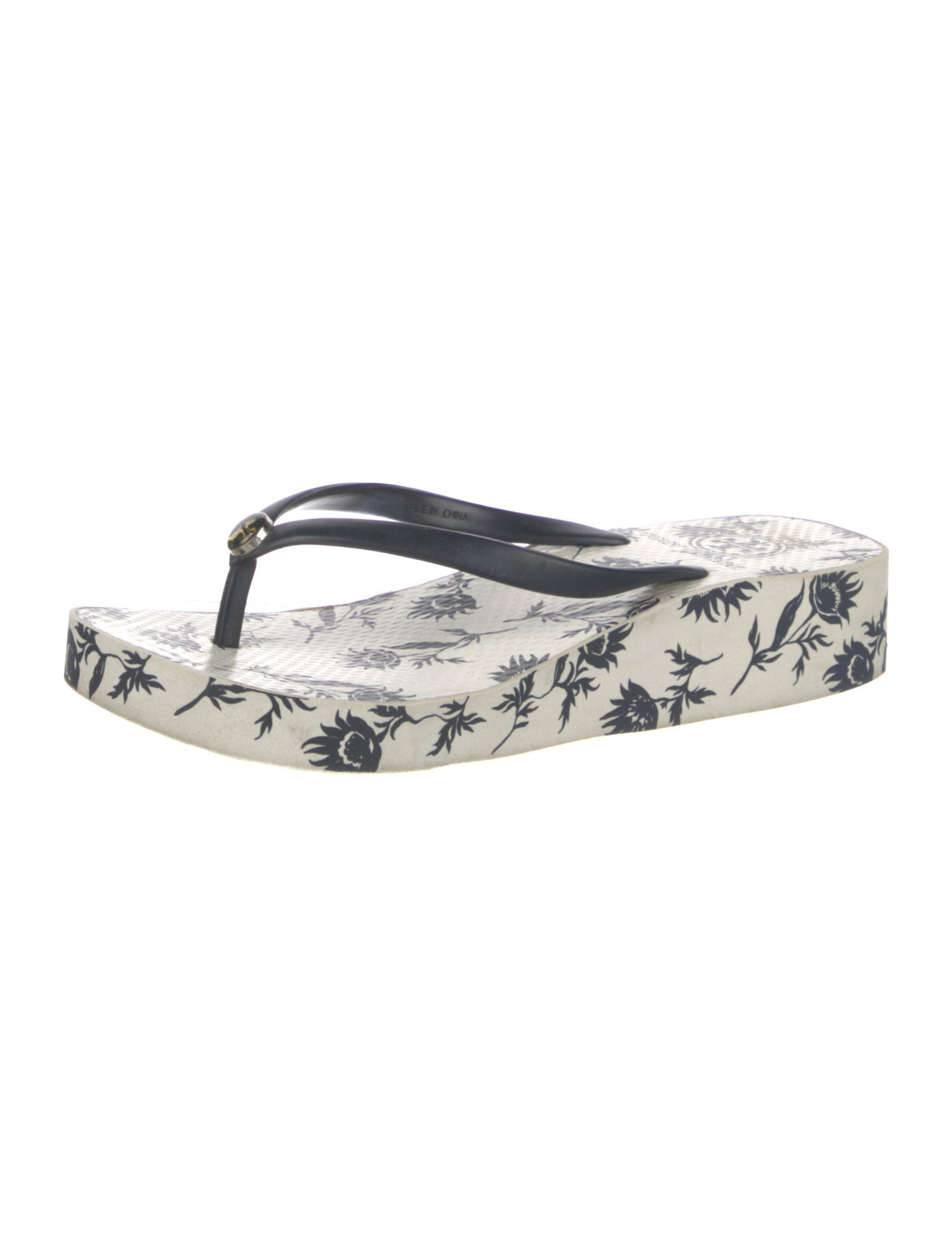 Tory Burch Rubber Floral Print Flip Flops