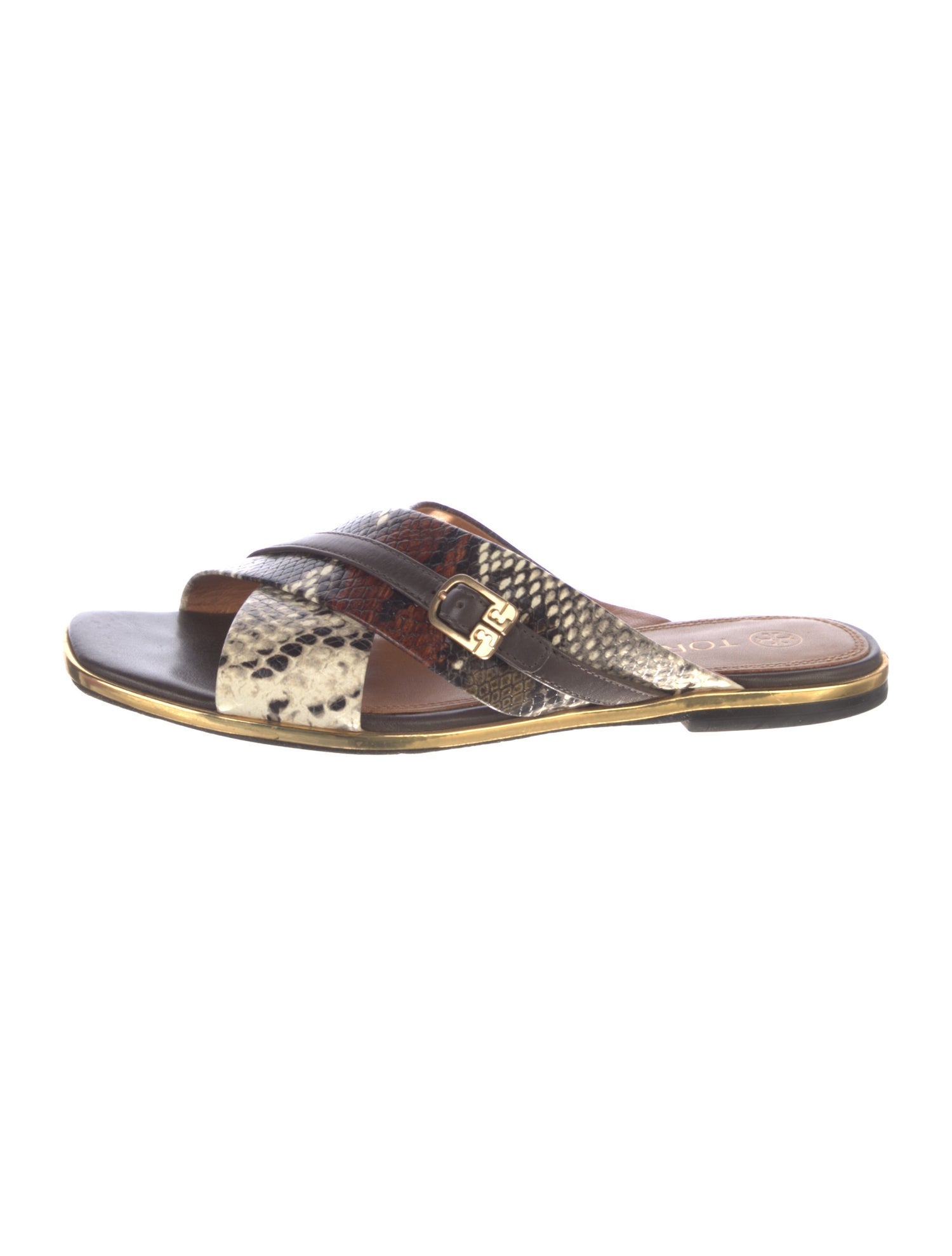 Tory Burch Leather Animal Print Slides