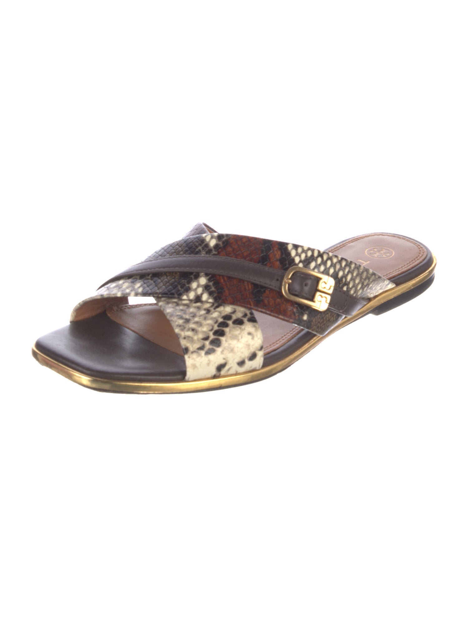 Tory Burch Leather Animal Print Slides