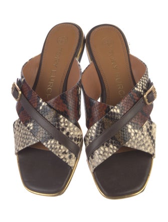 Tory Burch Leather Animal Print Slides