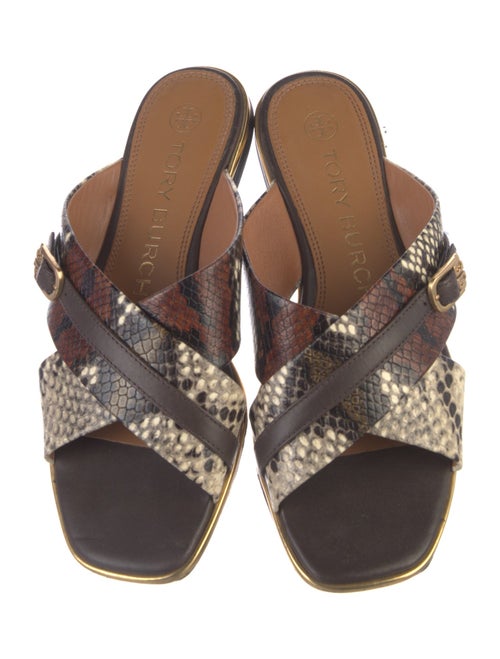 Tory Burch Leather Animal Print Slides