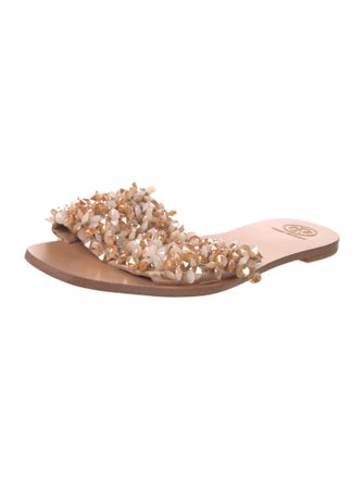 Tory Burch Leather Beaded Accents Slides