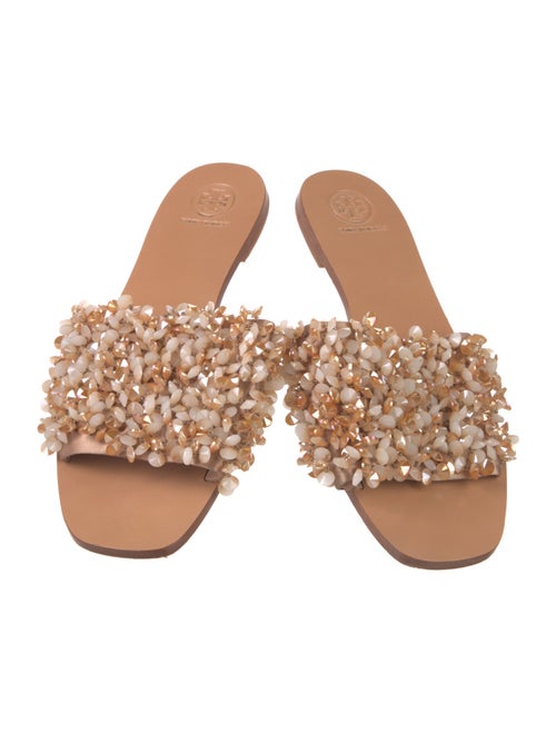 Tory Burch Leather Beaded Accents Slides