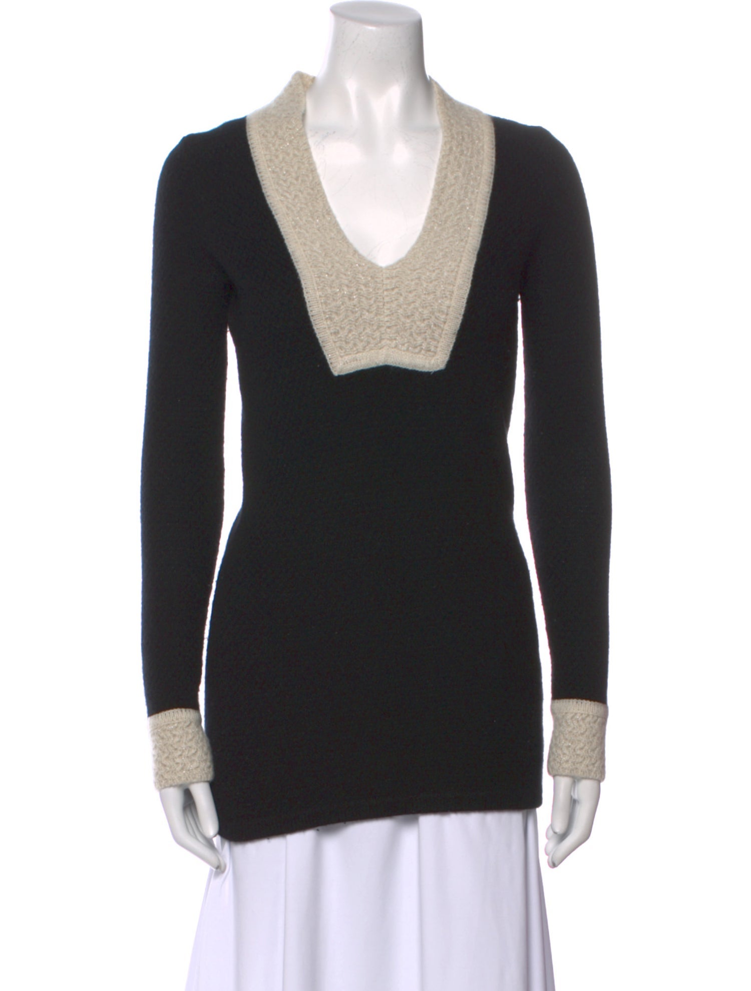 Tory Burch Cashmere Colorblock Pattern Sweater