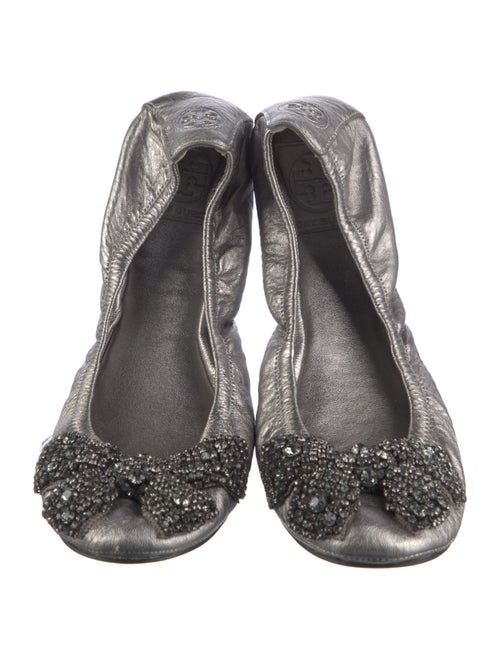 Tory Burch Leather Bow Accents Ballet Flats