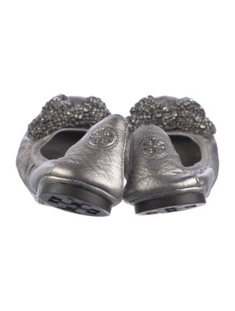 Tory Burch Leather Bow Accents Ballet Flats