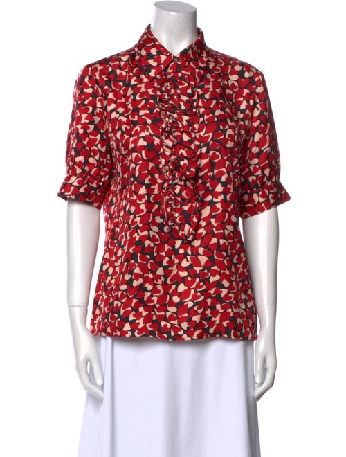 Tory Burch Silk Printed Button-Up Top