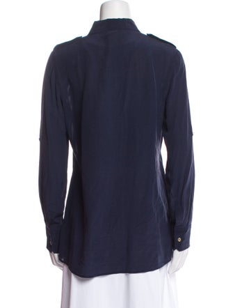 Tory Burch Silk Long Sleeve Button-Up Top
