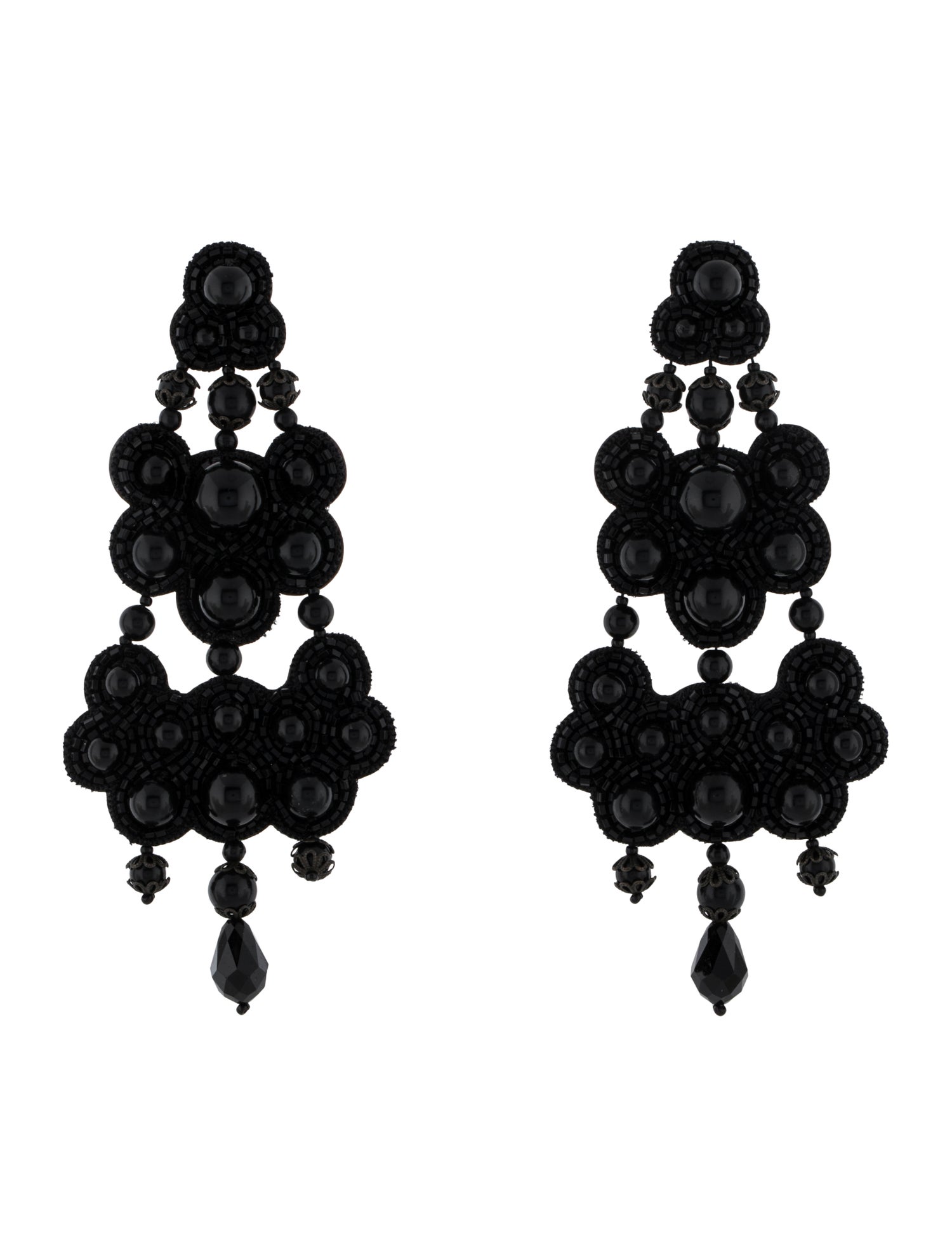 Tory Burch Leather & Bead Chandelier Earrings