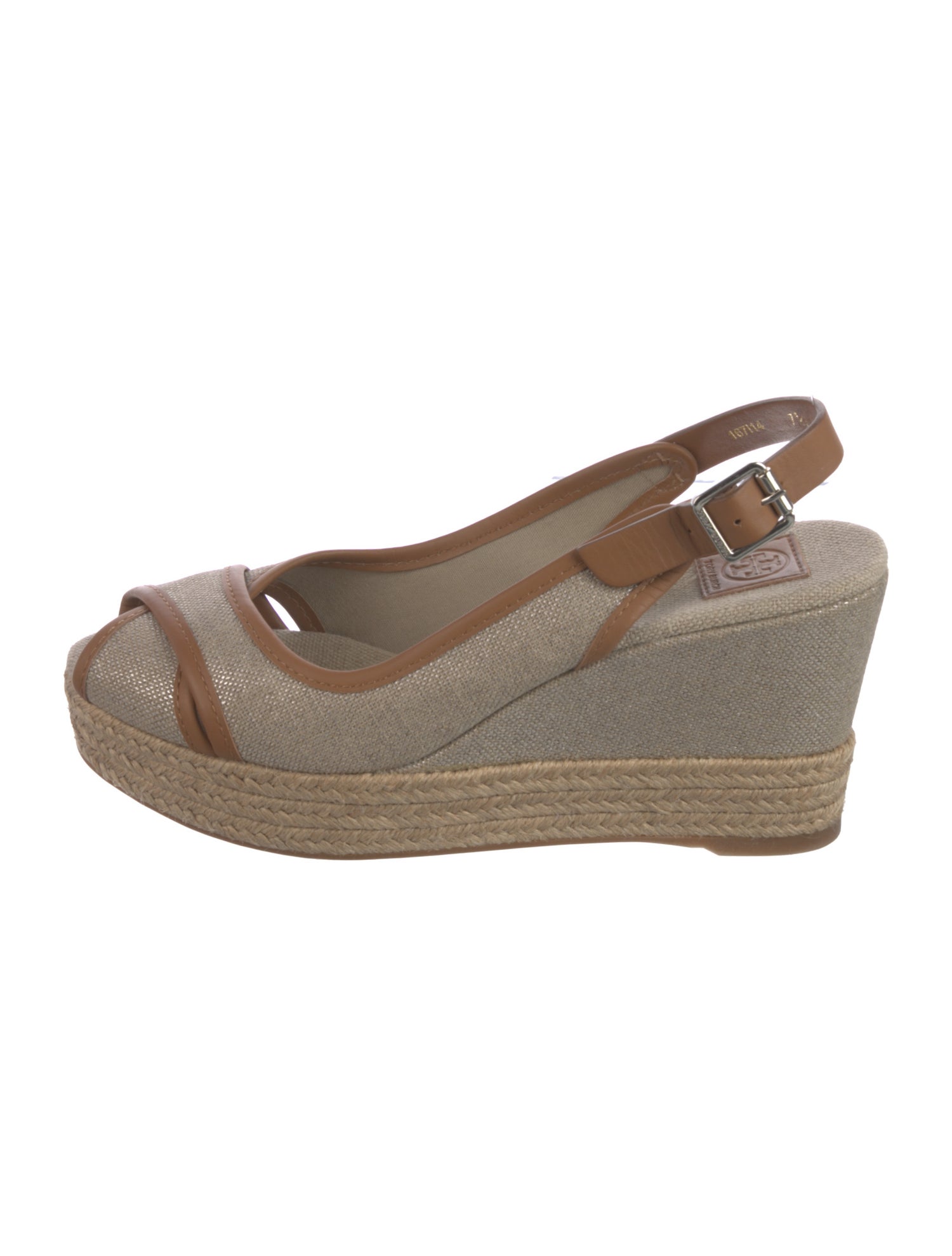 Tory Burch Leather Trim Embellishment Slingback Sandals