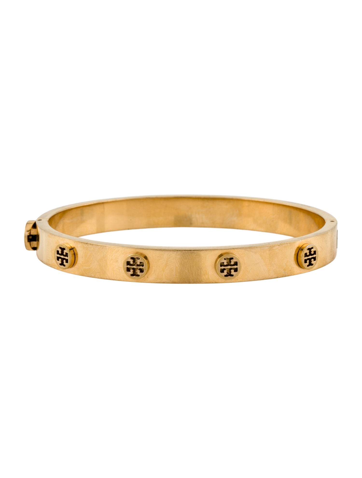 Tory Burch Logo Studded Hinged Bangle Bracelet