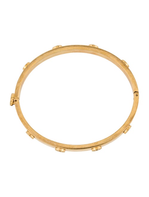 Tory Burch Logo Studded Hinged Bangle Bracelet