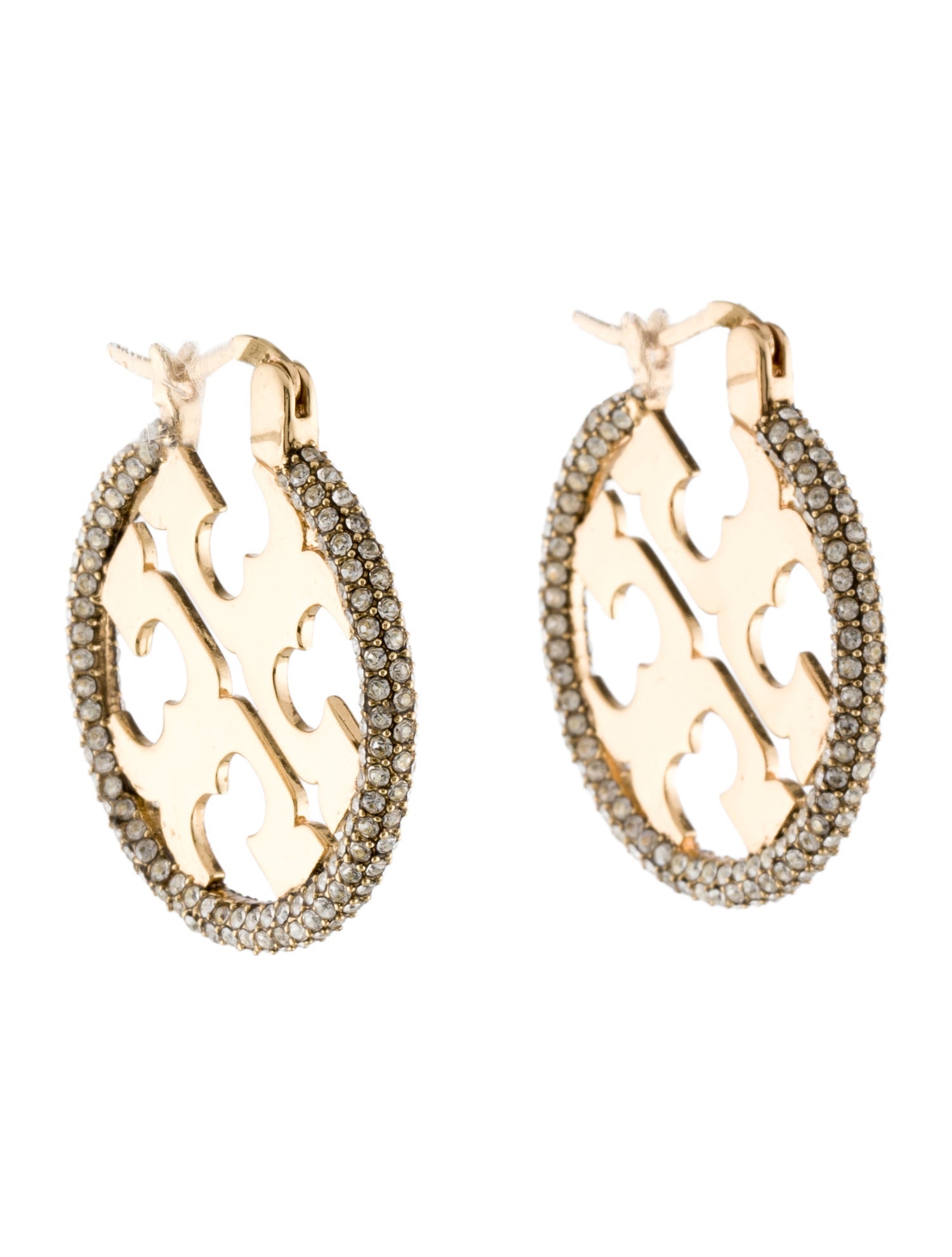 Tory Burch Crystal Miller Hoop Earrings