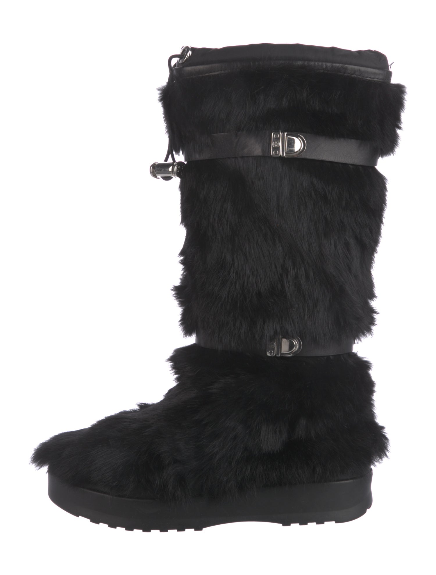 Tory Burch Fur Leather Trim Embellishment Lace-Up Boots