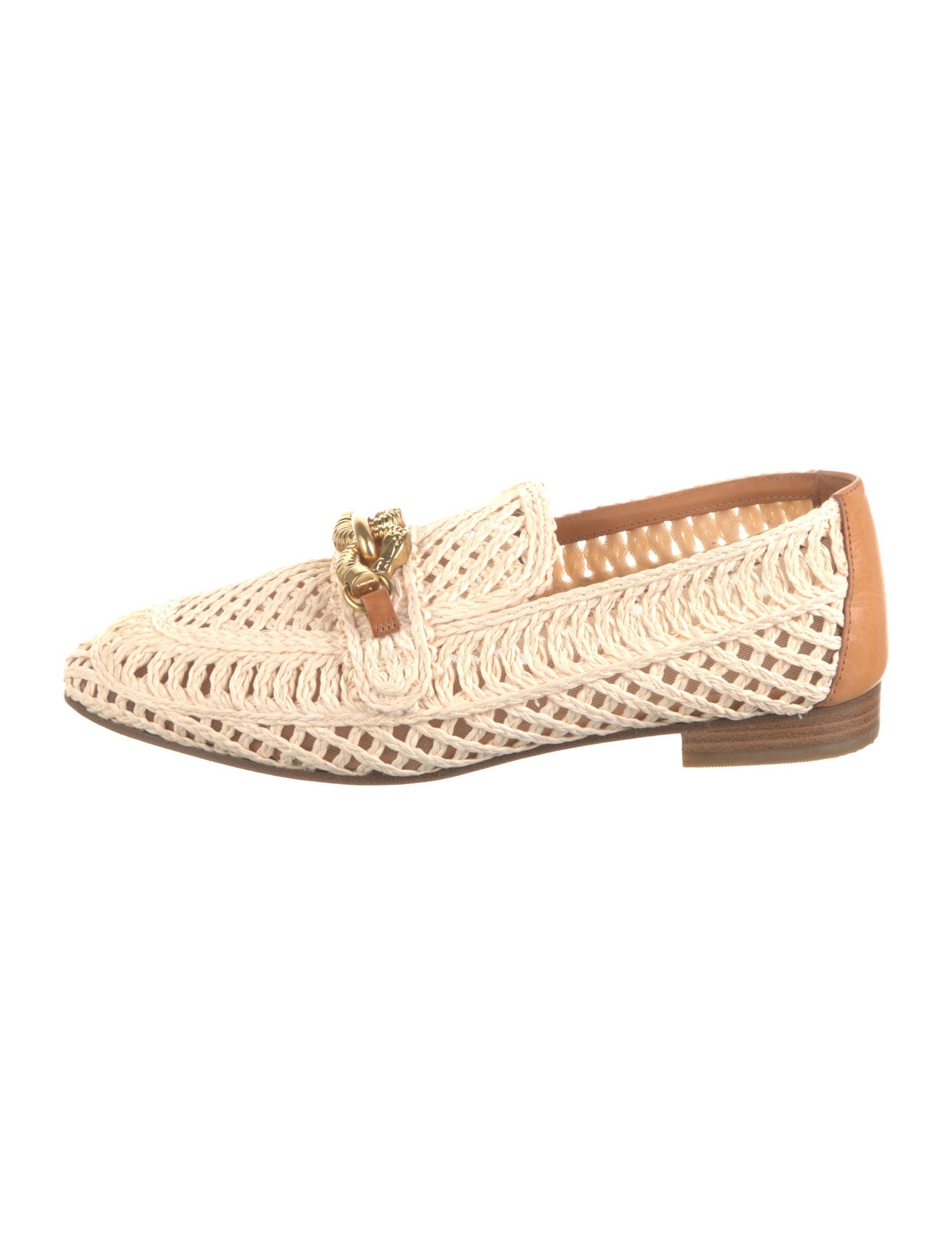 Tory Burch Raffia Colorblock Pattern Loafers