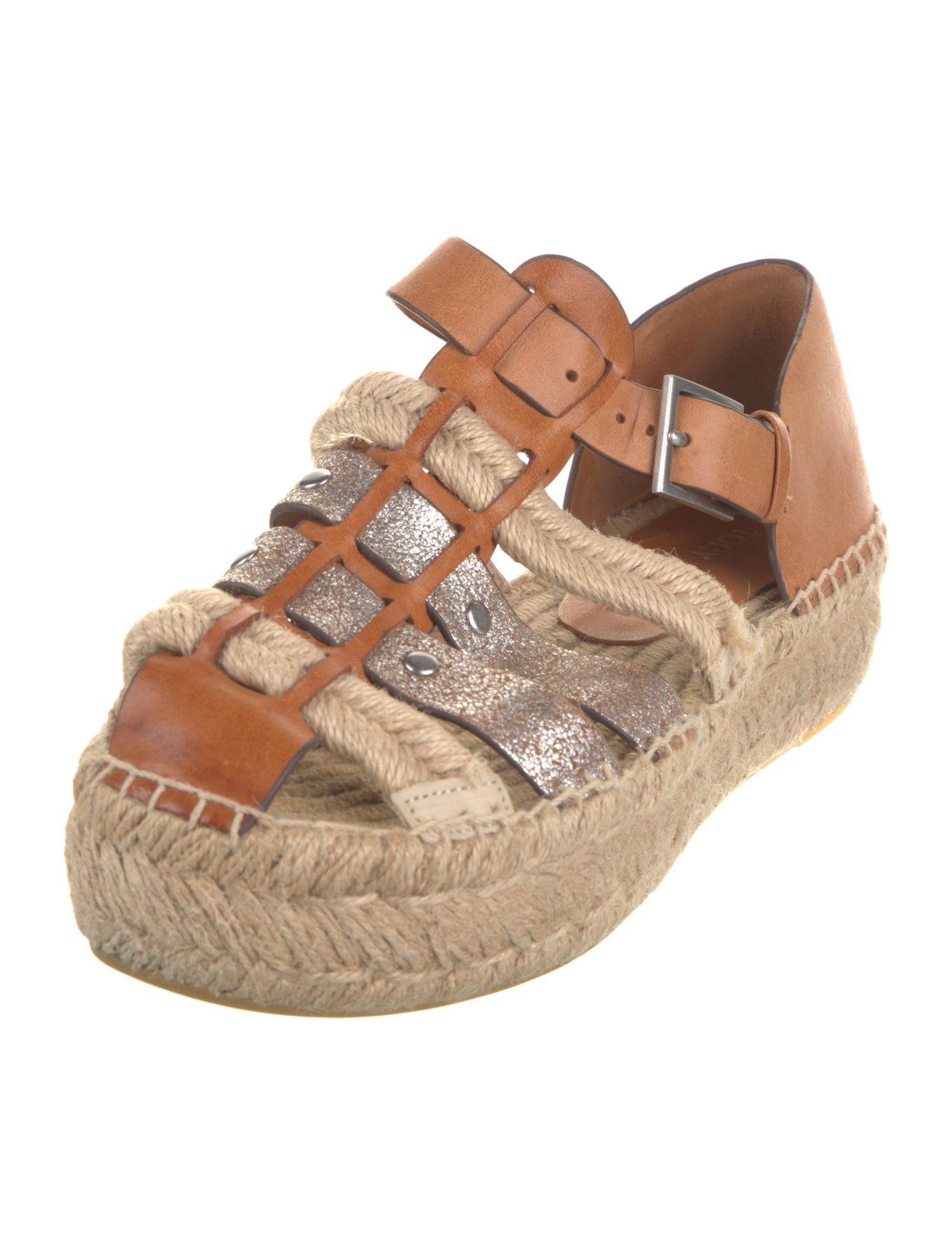 Tory Burch Leather Colorblock Pattern Espadrilles