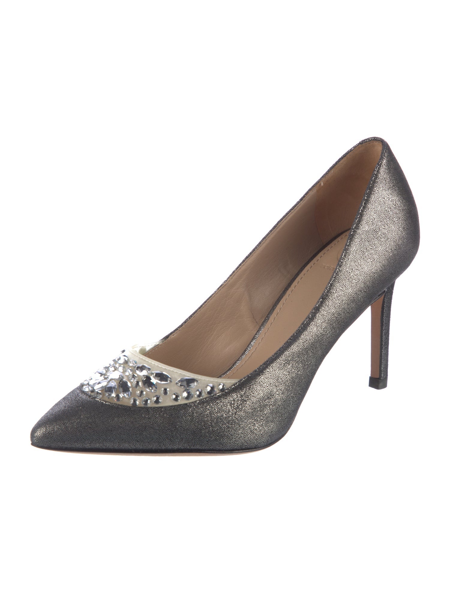 Tory Burch Leather Crystal Embellishments Pumps