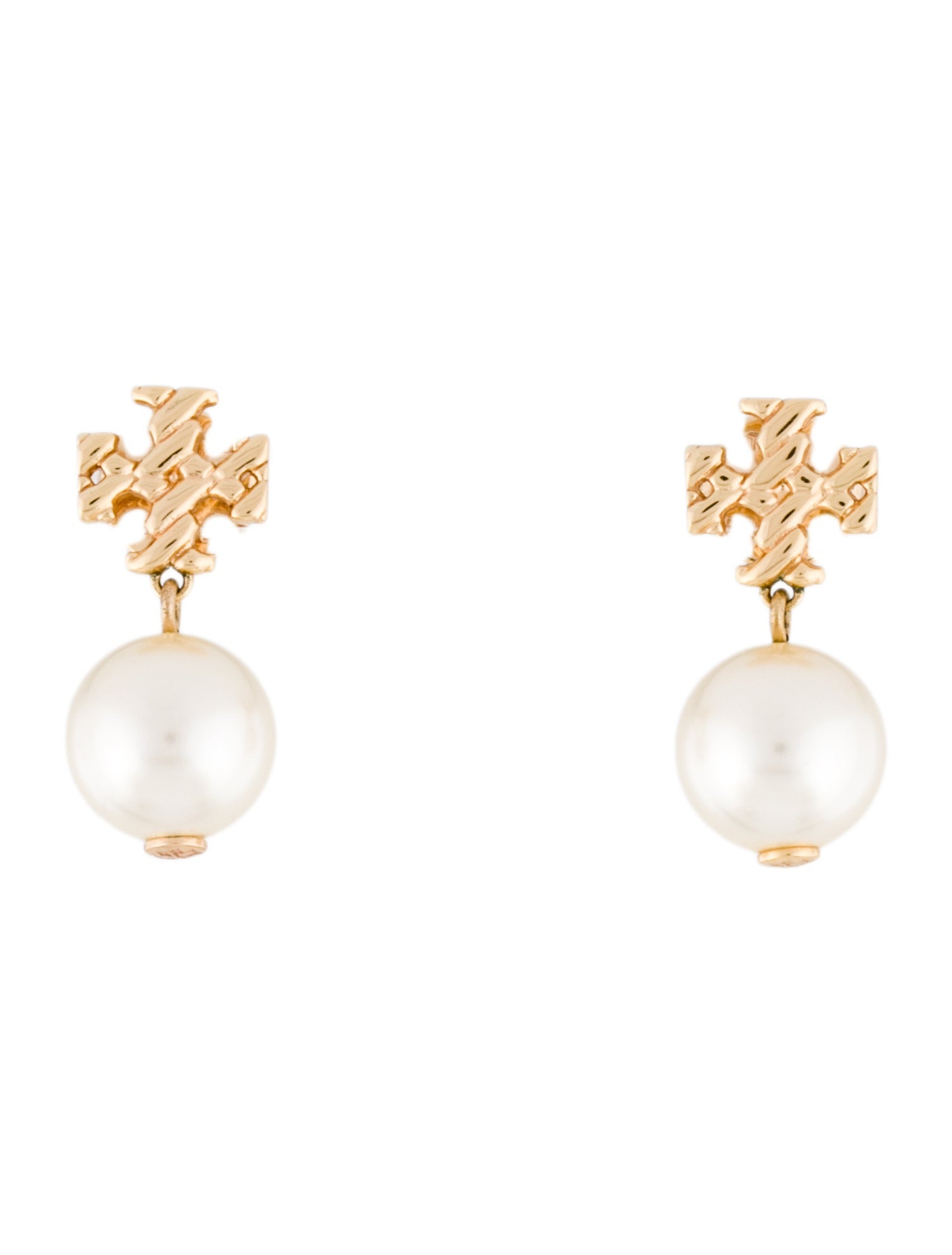 Tory Burch Faux Pearl Textured Rope Drop Earrings
