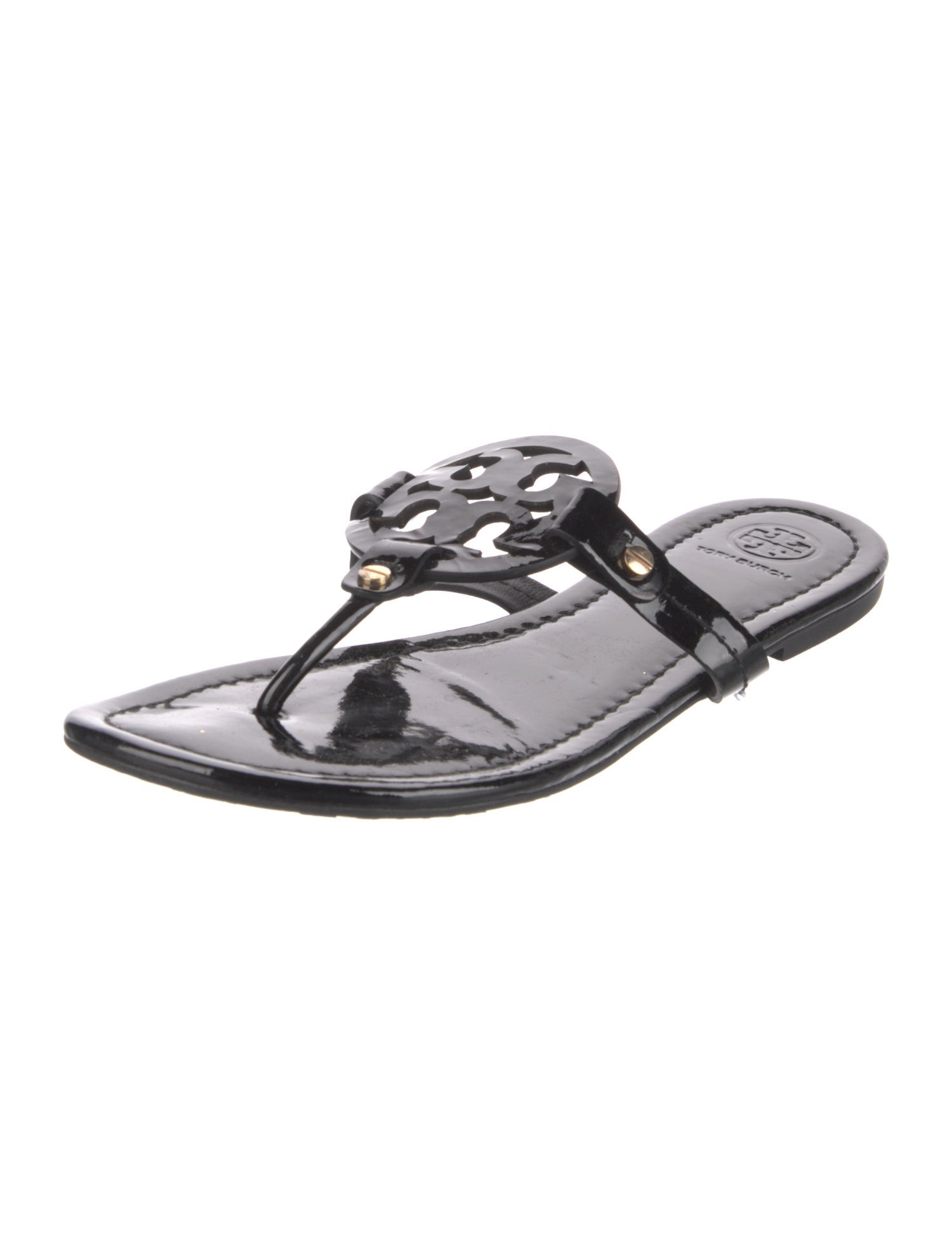 Tory Burch Patent Leather Lasercut Accents Slides