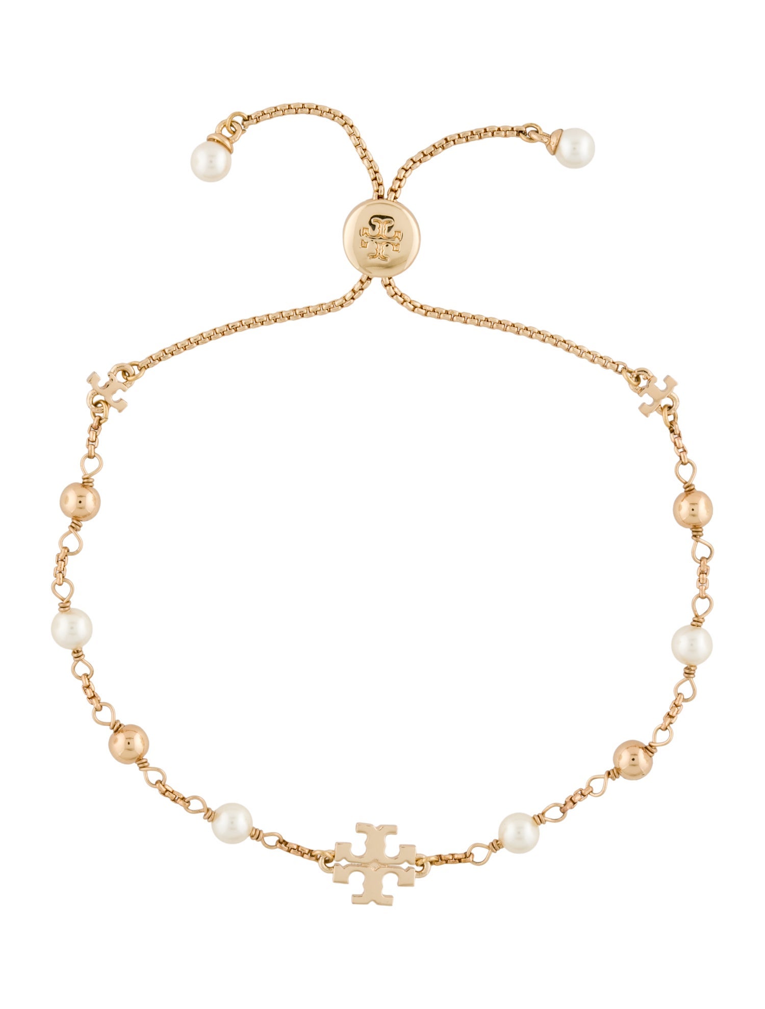 Tory Burch Faux Pearl & Bead Adjustable Bracelet