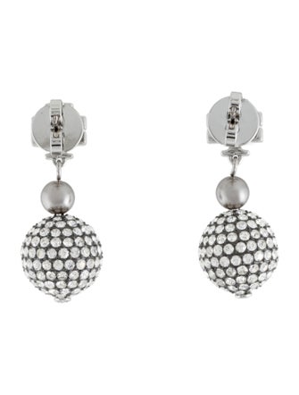 Tory Burch Crystal Logo Pave Drop Earrings