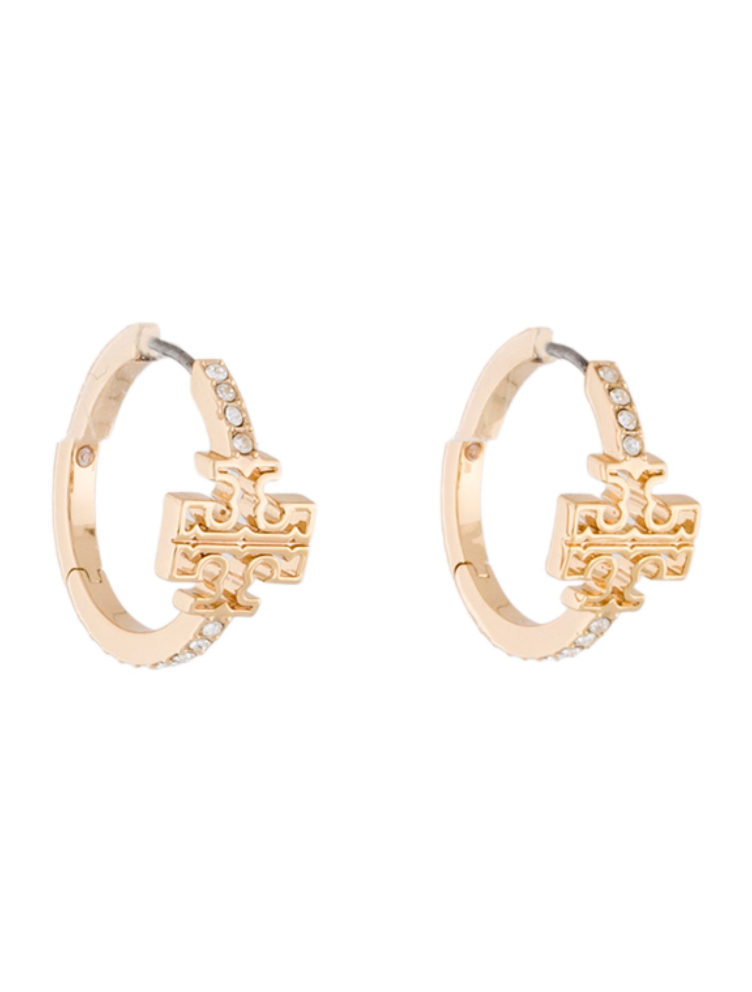 Tory Burch Pave Crystal Britten Hoop Earrings