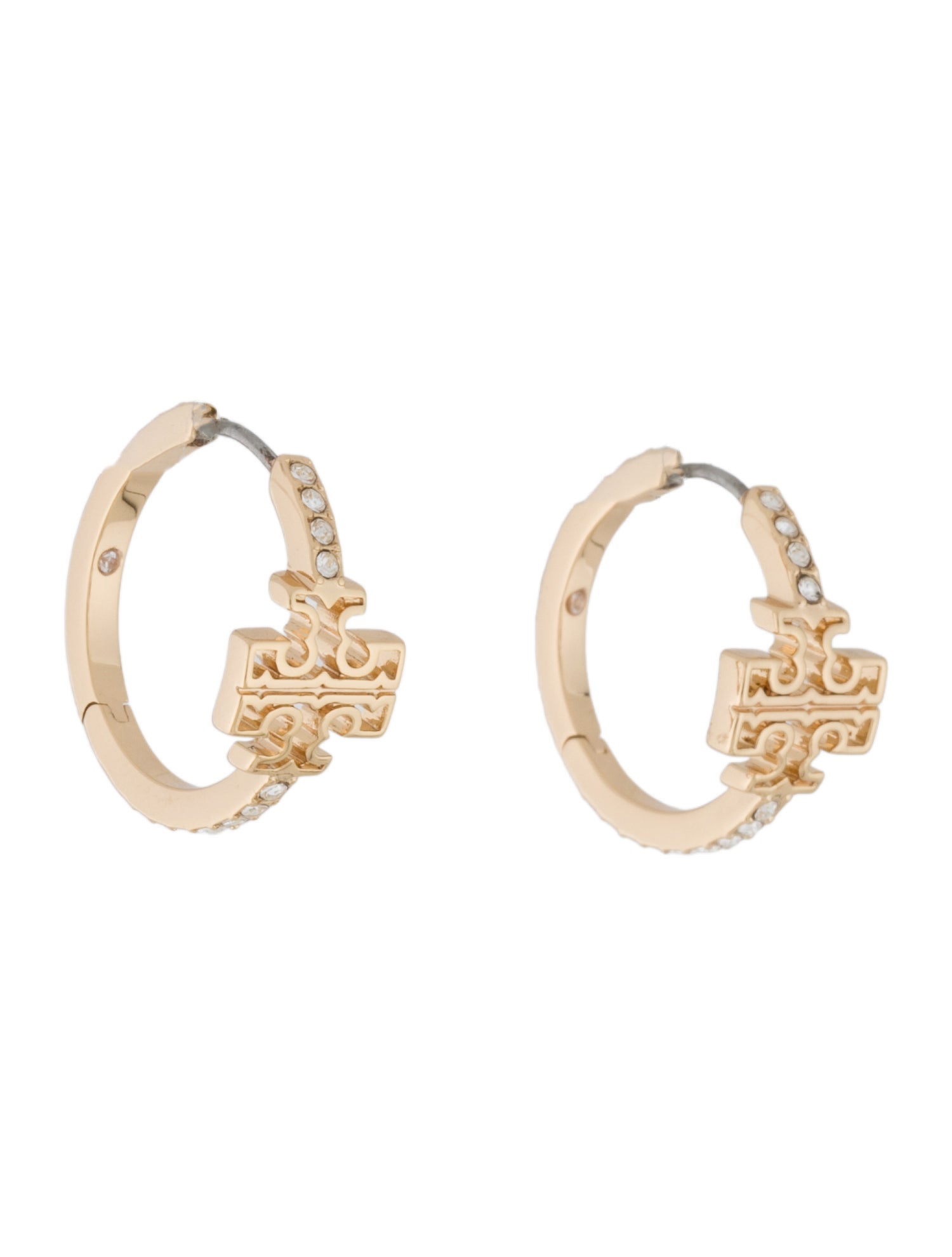 Tory Burch Crystal Pave Britten Hoop Earrings w/ Tags