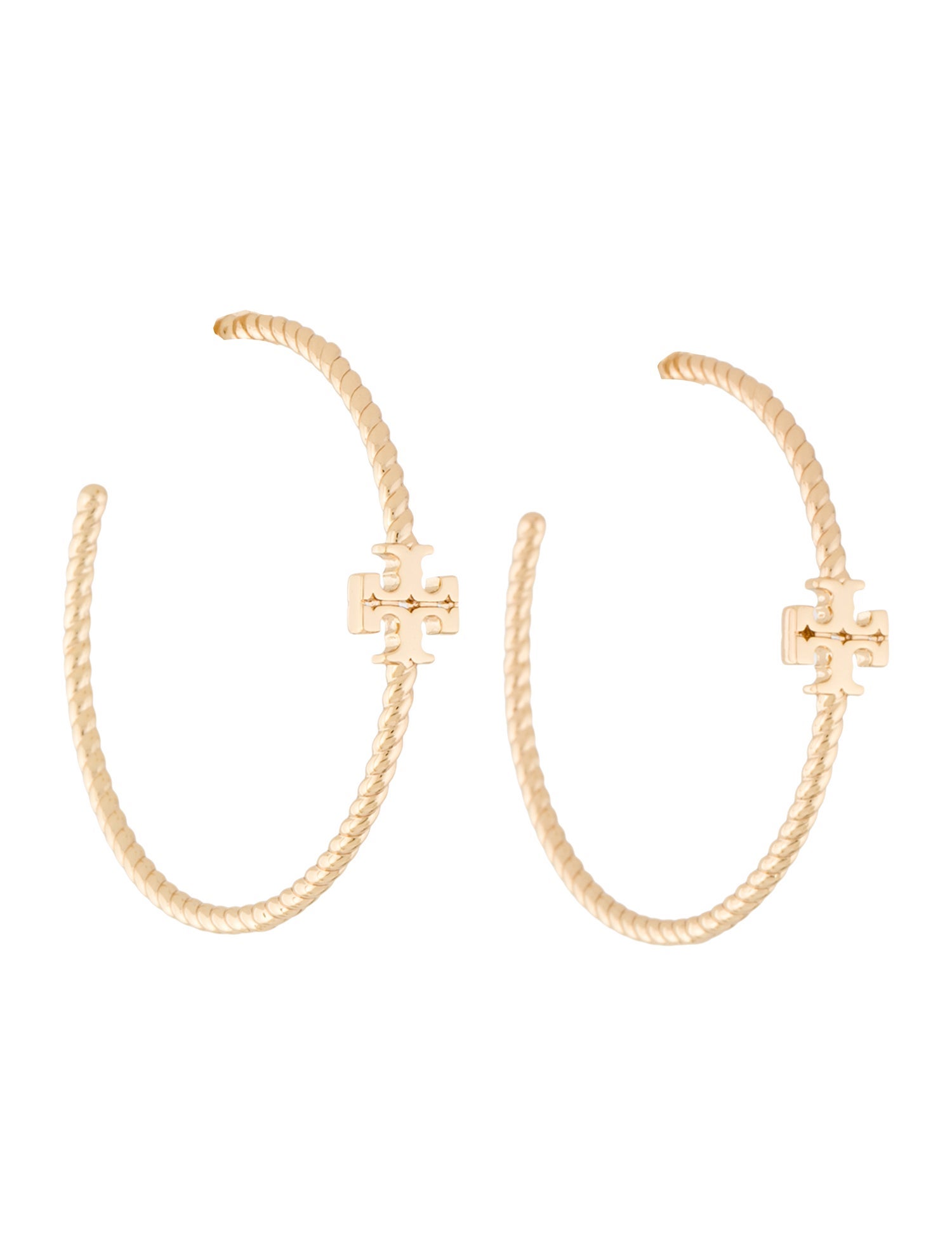 Tory Burch Texture Rope Logo Hoop Earrings