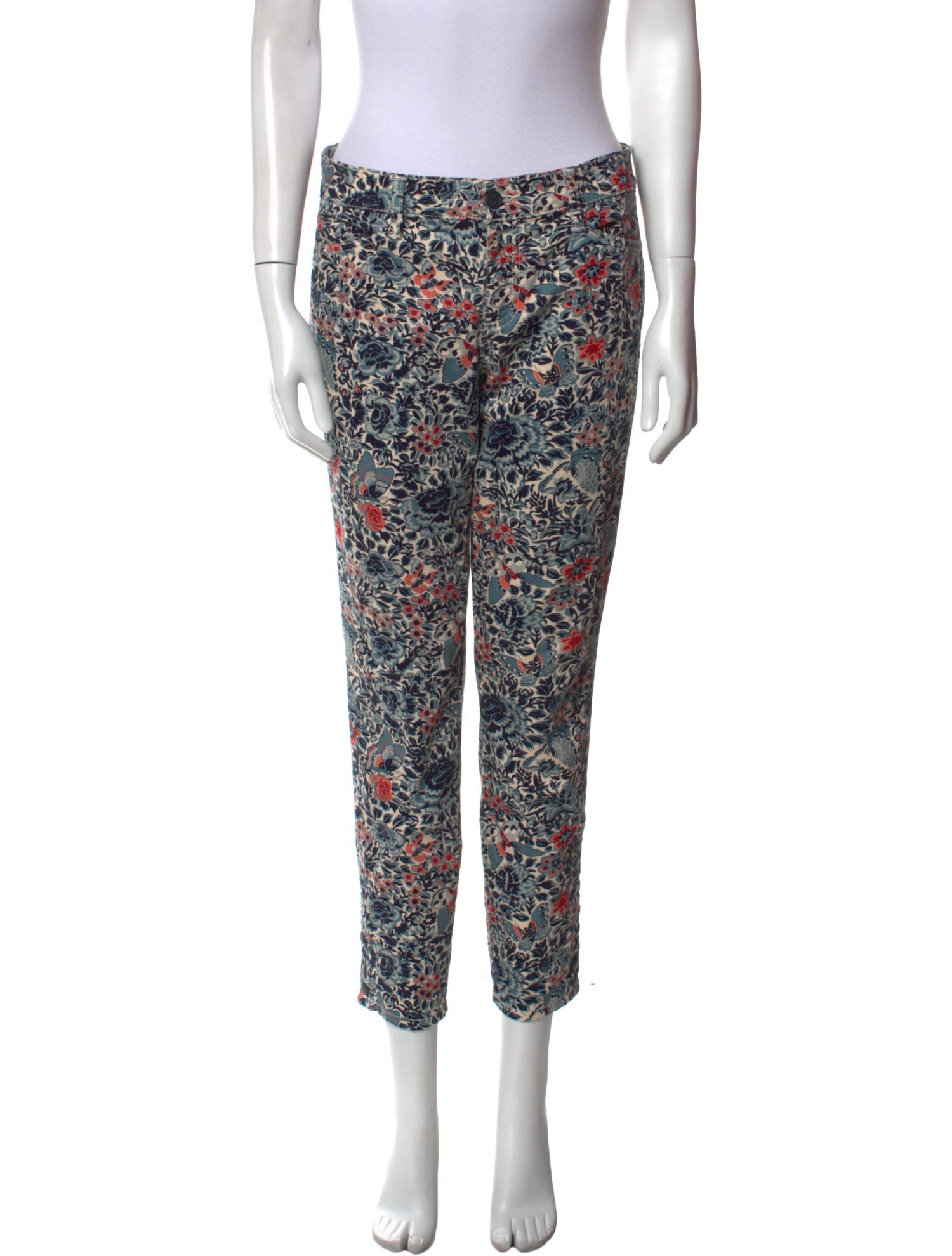 Tory Burch Floral Print Skinny Leg Pants