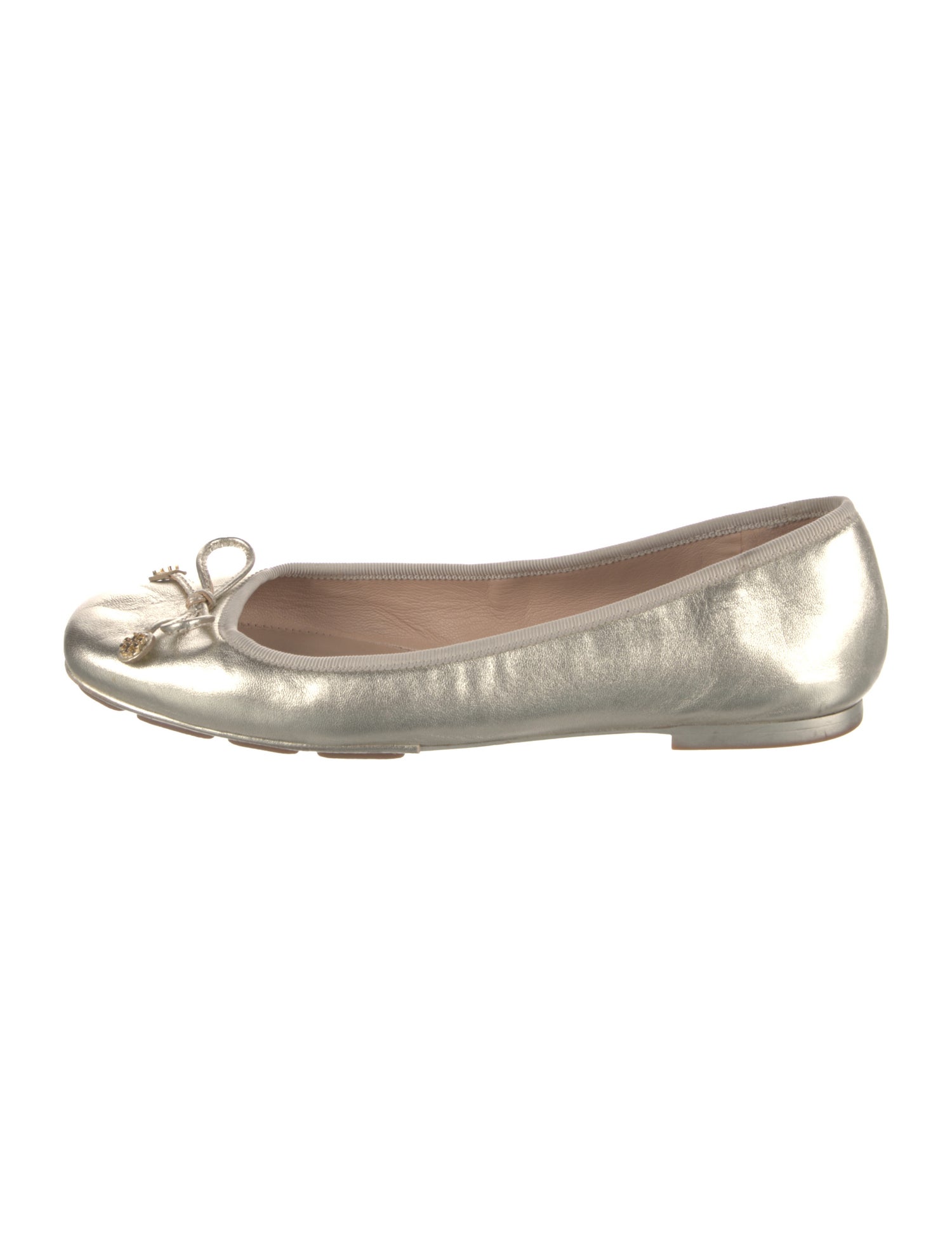 Tory Burch Leather Bow Accents Ballet Flats