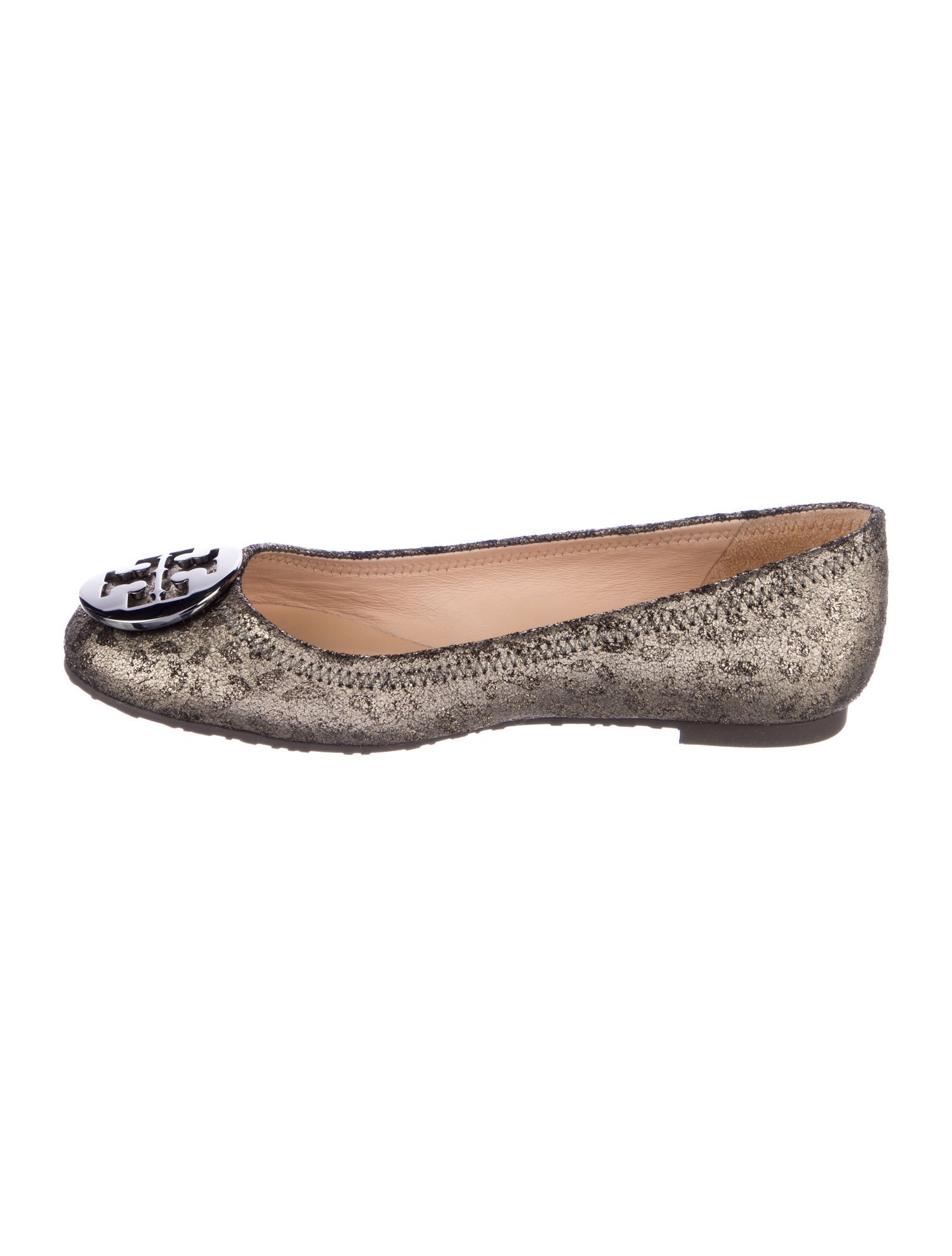 Tory Burch Leather Animal Print Ballet Flats