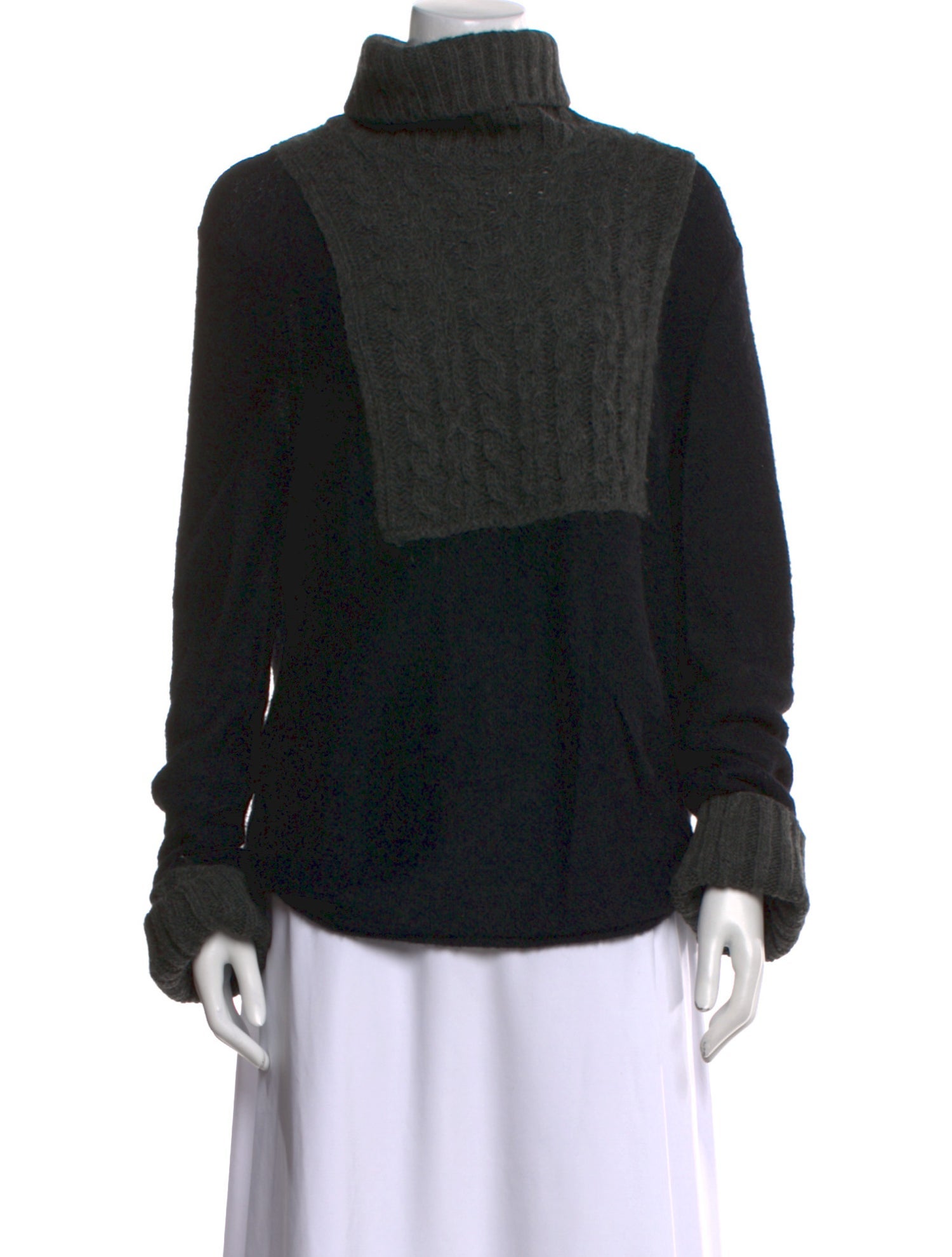 Tory Burch Colorblock Pattern Turtleneck Sweater