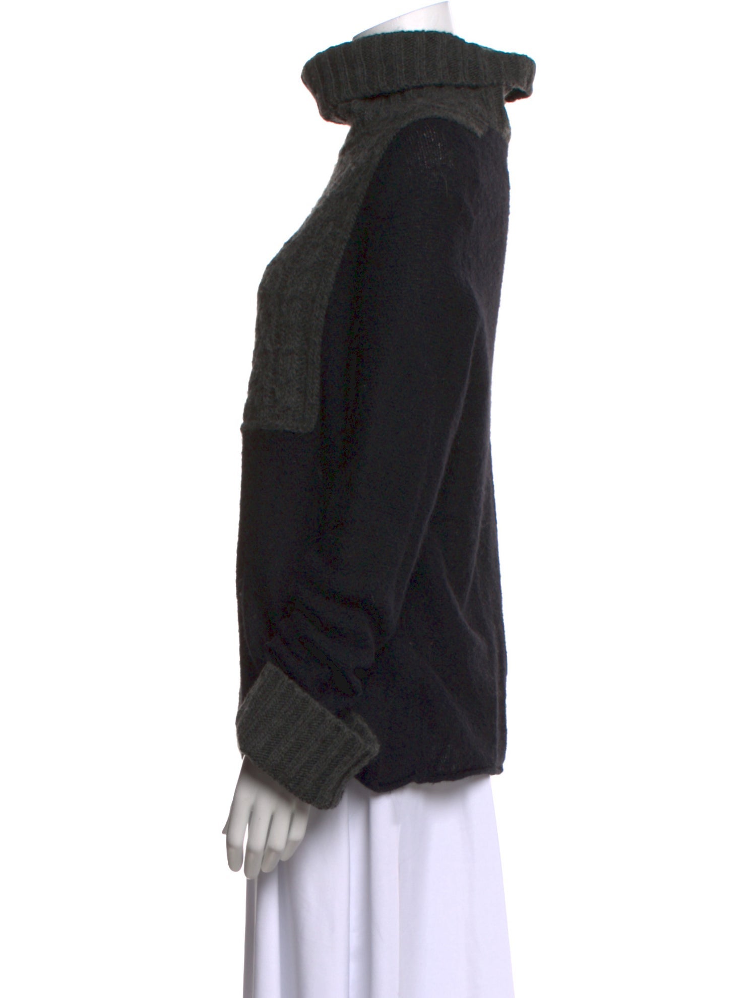 Tory Burch Colorblock Pattern Turtleneck Sweater