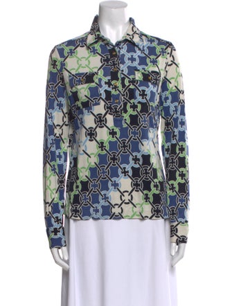 Tory Burch Silk Printed Button-Up Top