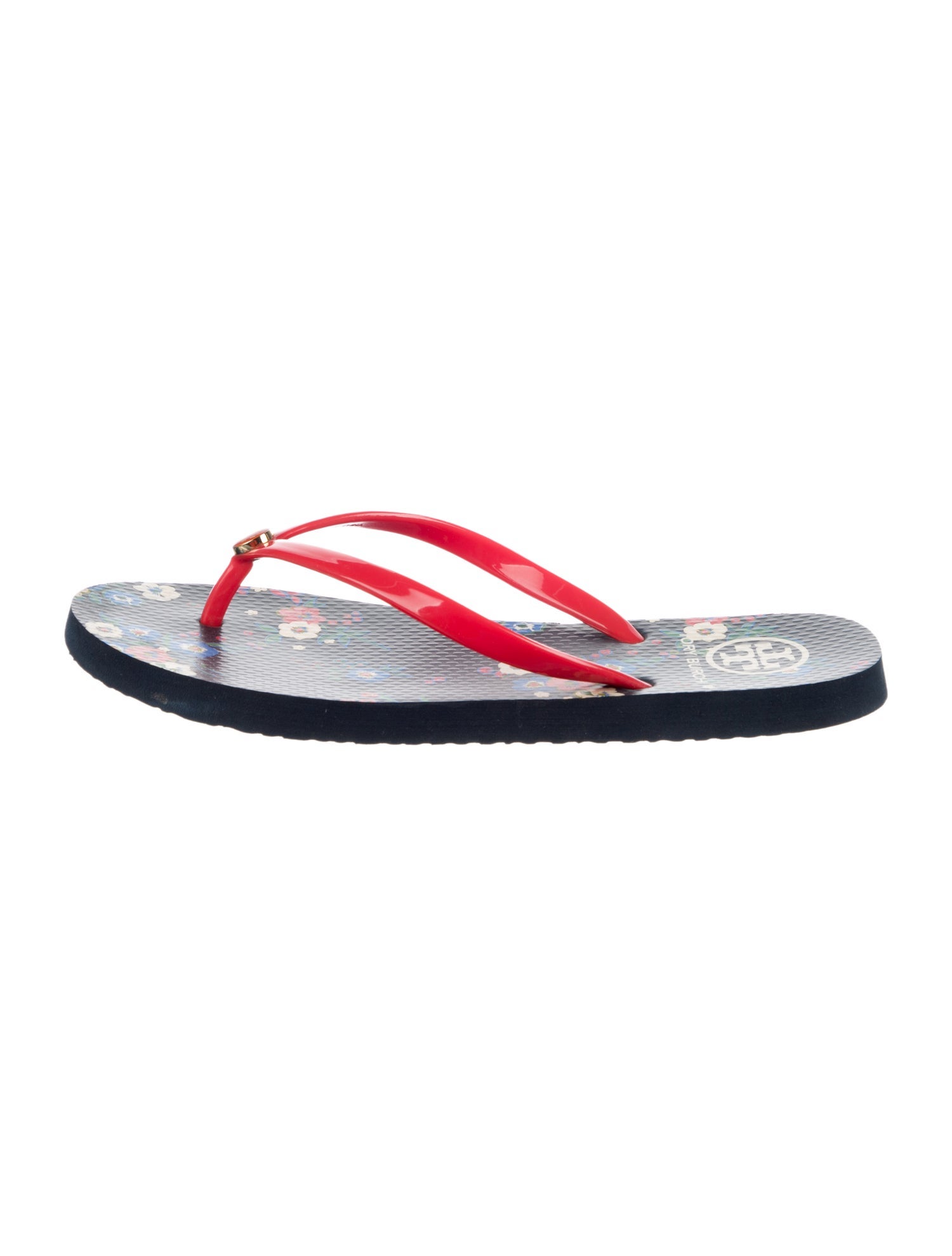 Tory Burch Rubber Floral Print Flip Flops