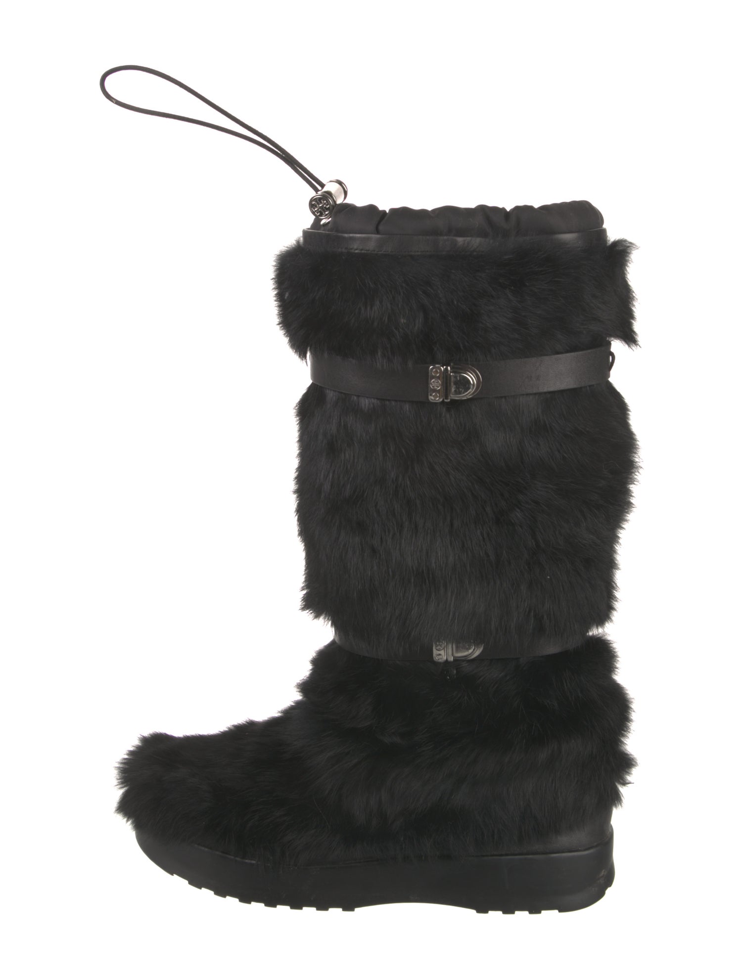 Tory Burch Fur Leather Trim Embellishment Boots