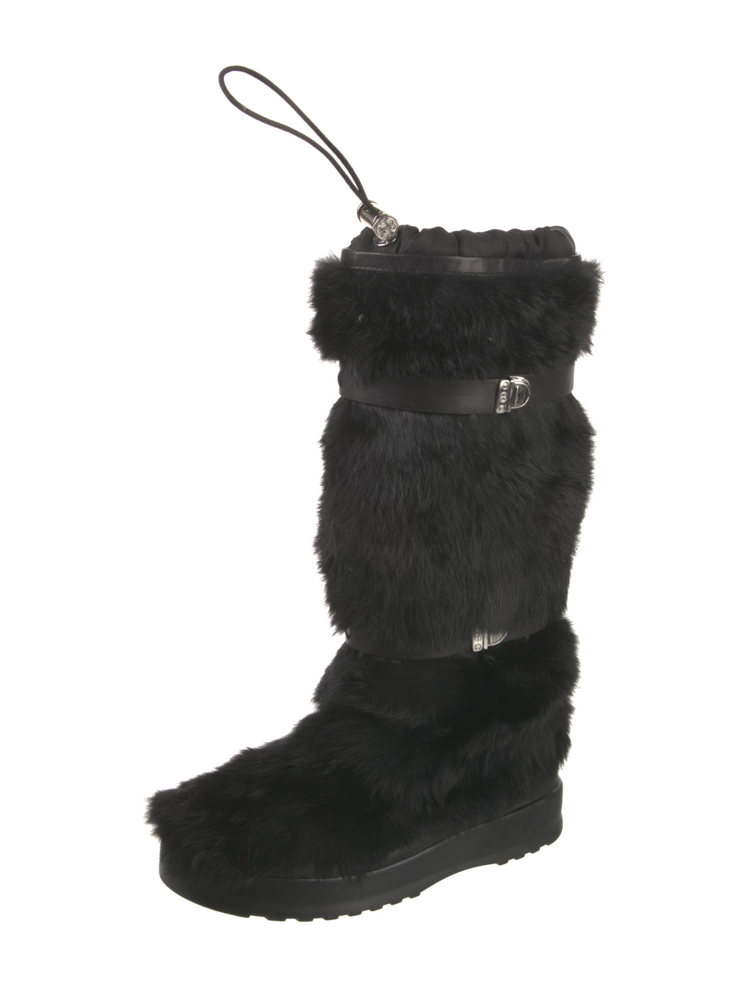 Tory Burch Fur Leather Trim Embellishment Boots