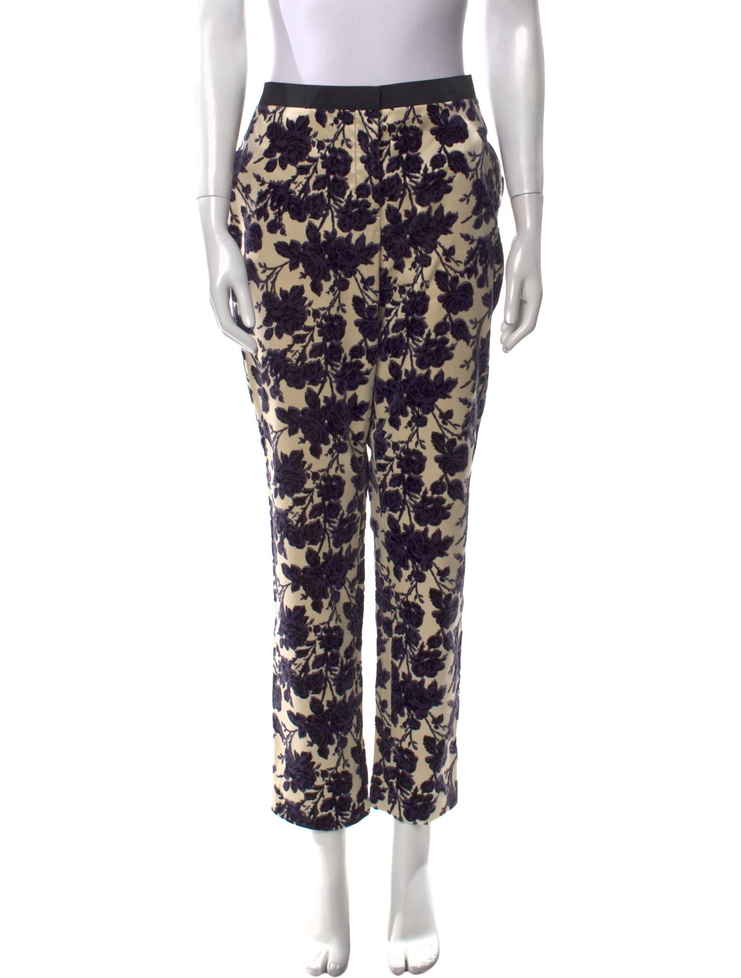 Tory Burch Floral Print Straight Leg Pants