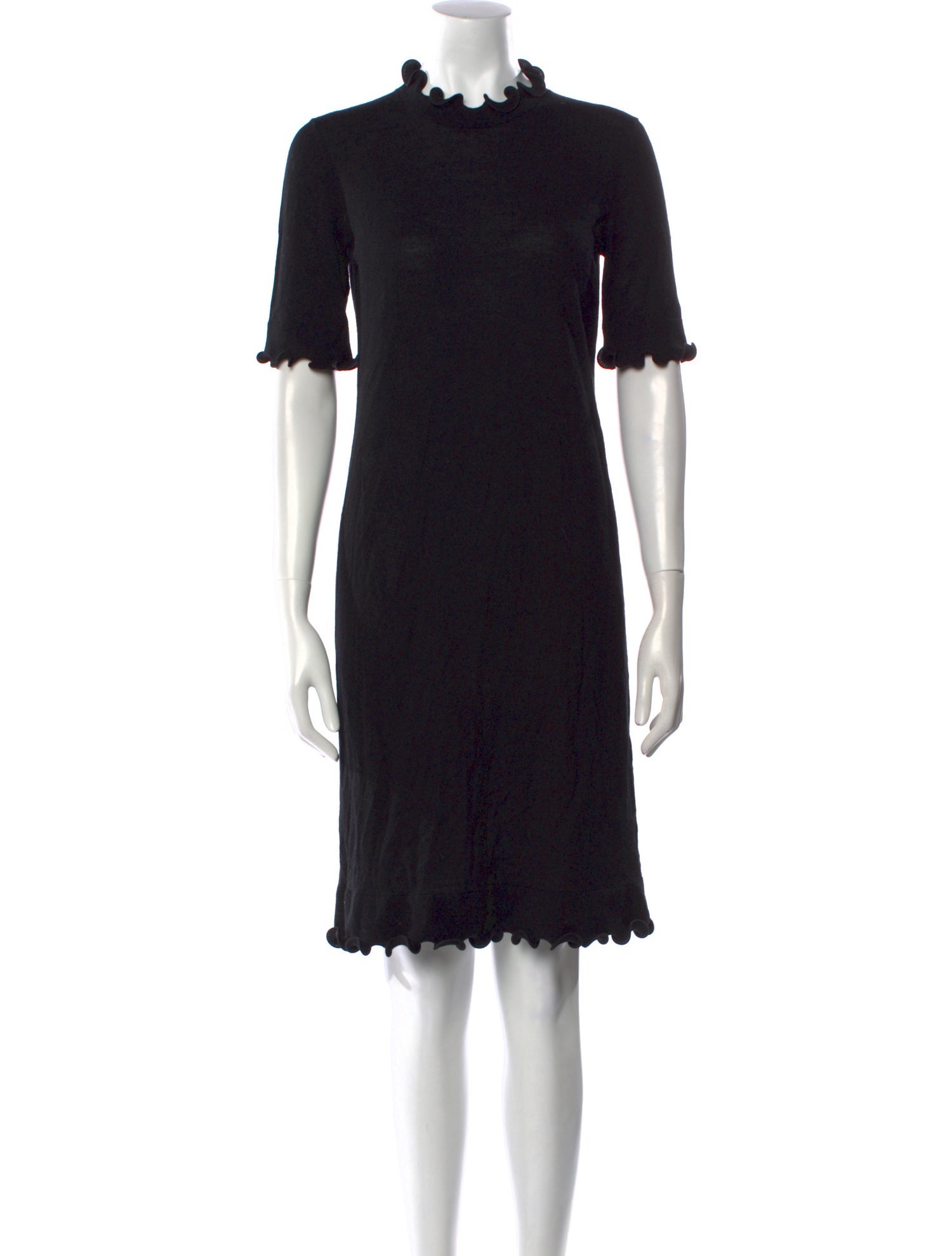 blue jean dress outfit Jorden Black Lace Mock Neck Mini Dress with Sheer Sleeves – AIIZIE main image 0