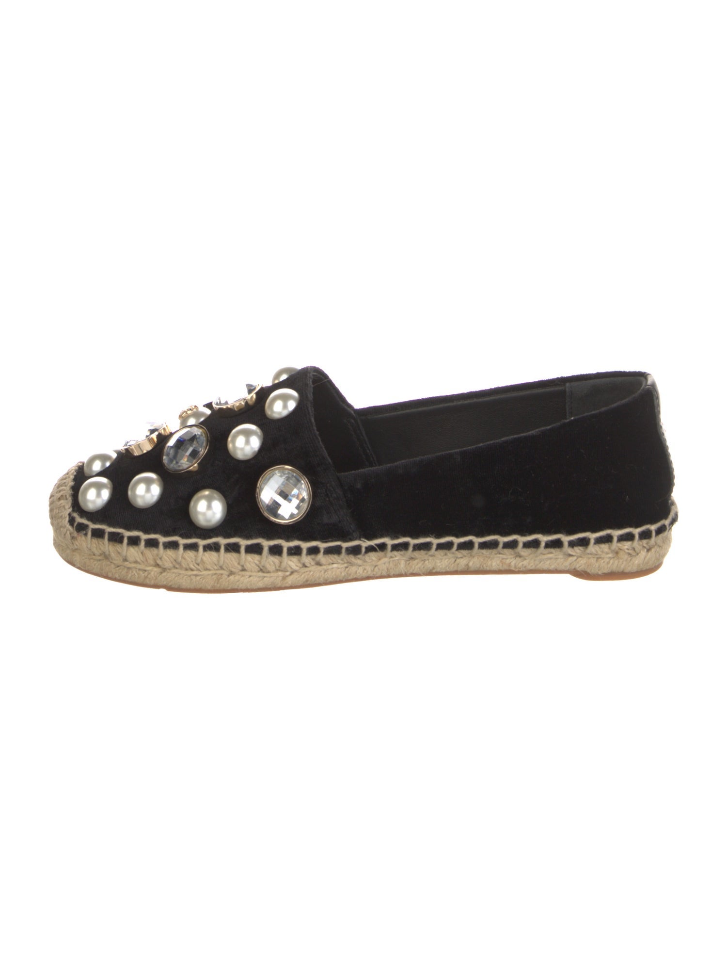 Tory Burch Velvet Crystal Embellishments Espadrilles