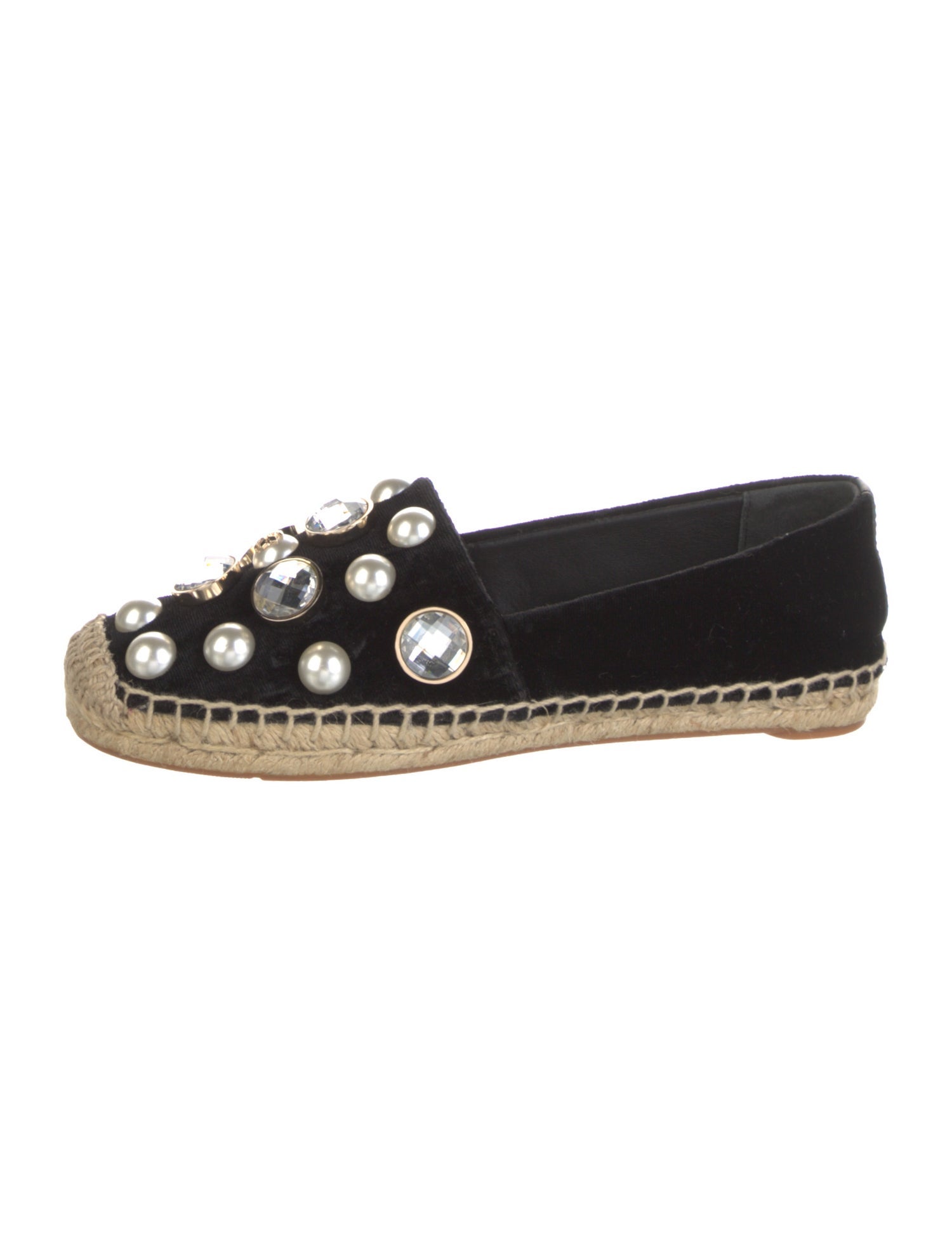 Tory Burch Velvet Crystal Embellishments Espadrilles
