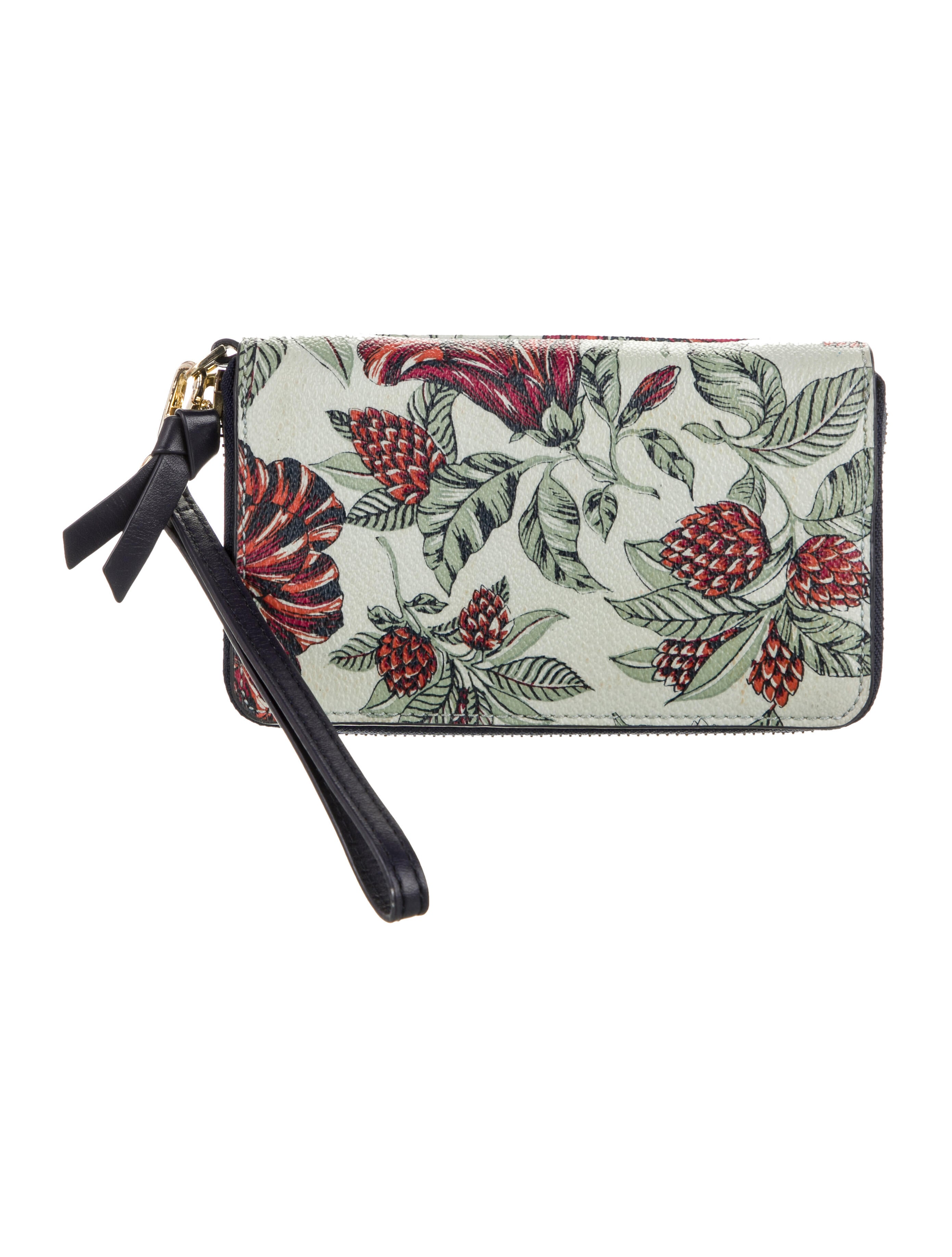 Tory Burch Leather Floral Print Wristlet